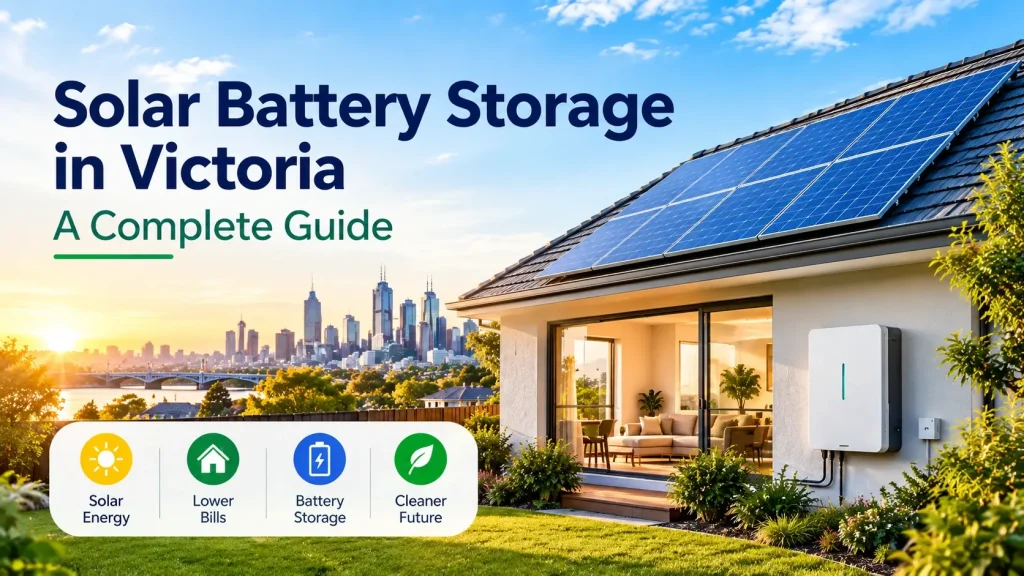 Solar panels and battery storage on a Victorian home